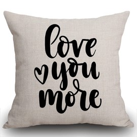 Smooffly Cushion Cover 45 x 45 cm - Love You More, Calligraphy, Home Decor, Wedding Gift, Engagement Present, Housewarming Gift, Throw Pillow 18X18 inches
