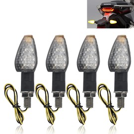 4PCS Motorcycle Turn Signals,14LED Front+Rear Bright Amber Lamp Motorcycle Blinkers,12V Motorbike Turn Signal Light Compatible with Yamaha Kawasaki Honda for Dirt Bike,Scooter
