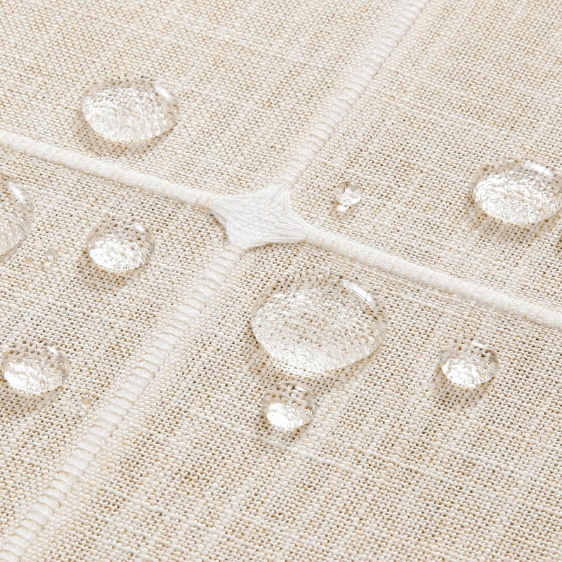 ZeeMart Boho Grid Table Cloth with Tassels (Light Tan, 52"