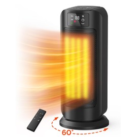 1500W Portable Electric Space Heater, Fast Heating Ceramic Heaters for Indoor Use with Thermostat, 4 Modes,60° Oscillating,24H timer, Quiet and Safe Heating for Office Desk Bedroom Livingroom, Black