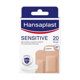 Hansaplast Sensitive Skin Plasters, Light, Pack of 20, Skin-Friendly and Hypoallergenic Wound Plasters with Bacteria Shield, Secure Adhesion, Painless to Remove