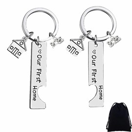 GETFACAI 2 PCS New Home Keyring, New Home Gifts, New House Gift Ideas, New Home Owners Keyring, New Home New Adventures Realtor Closing Gifts, New Home Owner Keychains Men Women