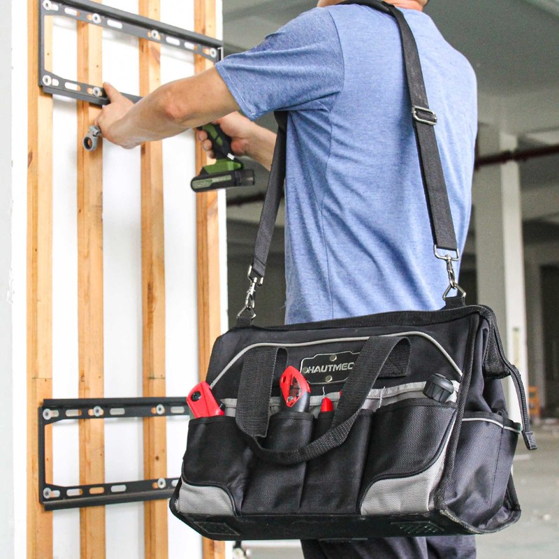 HAUTMEC Pro 16-inch Wide Mouth Tool Bag With 47 Pockets,