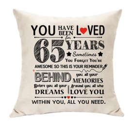Hasodeo 65th Birthday Decoration Gifts for 65 Years Old Women Men Fabulous Cushion Cover for Women Turning 65th Birthday Gifts for Wife Mum Sister Aunt Friends Coworker Her Birthday Present (65)