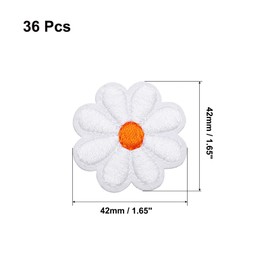sourcing map 36Pcs Flower Iron on Patches, White Embroidered Sew Applique Hand Crochet Appliques 1.65IN Flower Embroidery Patches for Clothes Sewing DIY Craft Hats Shoes Gift Package