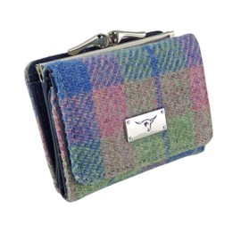 Glen Appin Harris Tweed Ladies Small Unst Purse LB2113 (Colour 135 Blue/PinkTartan)