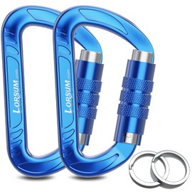 Lorsum Auto Locking Carabiner Clips Heavy Duty, 12KN /1227kg Lightweight (1.0oz), Sturdy Twist Lock Caribeeners for Camping Hiking Hammock Swing Backpack, Dog Leash and Harness etc, 2 Pack Blue