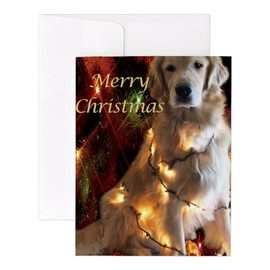 CafePress Golden Retriever Merry Chris Notecards (Set Of 10) 4.25" x 5.5" Notecards 10 Pack