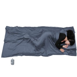 BROWINT Lnlay Sleeping Bag with Double Zip and Pillow Compartment, 220 cm x 110 cm Extra Wide Sleeping Bag for Hostels, Lnlay Lightweight, Compact and Breathable
