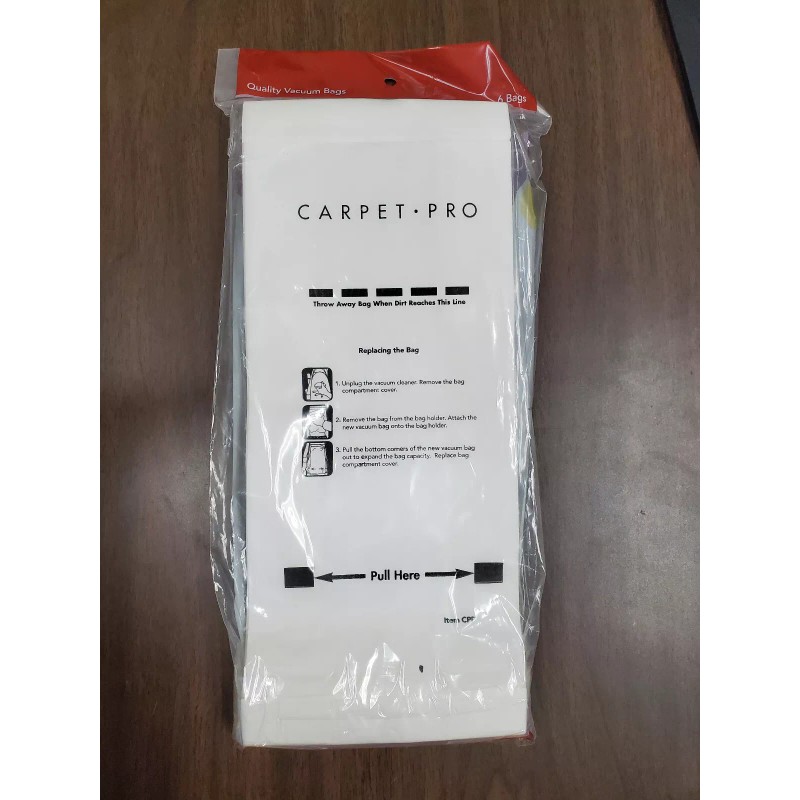 For Carpet Pro 6pk Carpet Pro Vacuum Bags, Part CPP-6,