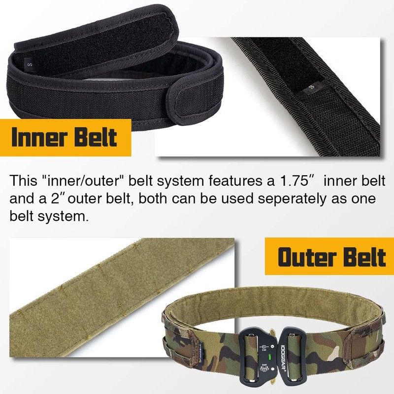 IDOGEAR 2 Inch Tactical Belt Combat Quick Release Buckle Rigger