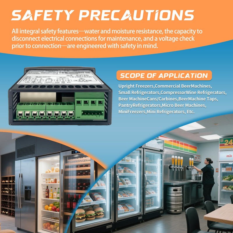 AGradify XR06CX-4N1F1 Temperature Controller with Sensor Probe Compatible with Dixell,