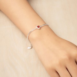 Philip Jones Carnelian Heart Gemstone Bracelet Created with Zircondia® Crystals