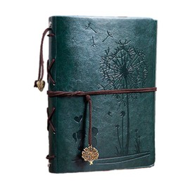 MINGZE DIY Photo Album, Leather Scrapbook Album, Black Pages, Photo Book for Gluing Photo Albums, Valentine's Day, Birthday, Anniversary Gift, Dandelion Promise (Small Green)