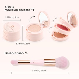 Color Nymph 3 Colors Contour Blush Highlingter Makeup Palette | 3-IN-1 Multi-Colored Shimmer & Matte Long-Lasting Travel-Friendly Make up Kit, Includes Brush & Mirror | Stacked Makeup Design (Purple)