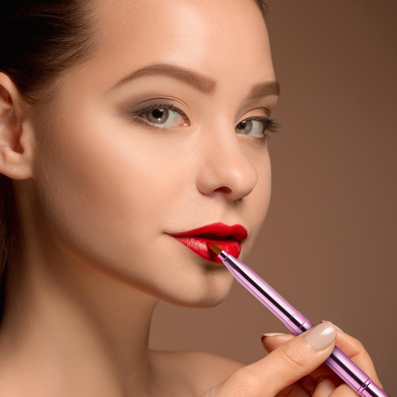 Retractable Lip Makeup Brush Portable Dual End Lipstick Brush Lipstick