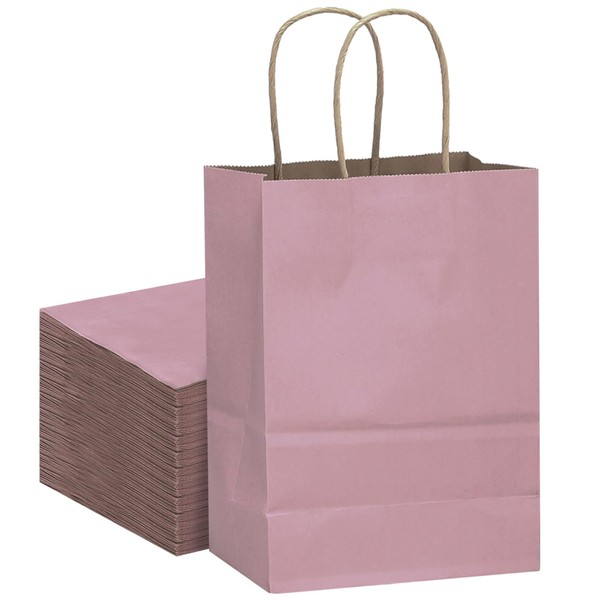 qiqee 32pcs Light Pink Paper Gift Bags 10.8"x8.3"x4.3" Medium Size