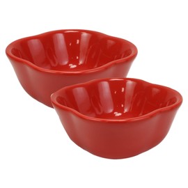 Ebros Gourmet Kitchen Ceramic Red Bell Pepper Vegetable 12oz Bowl For Soup Side Salad Fruits Rice Cereal Salsa Condiments Container Serveware Accent (2)