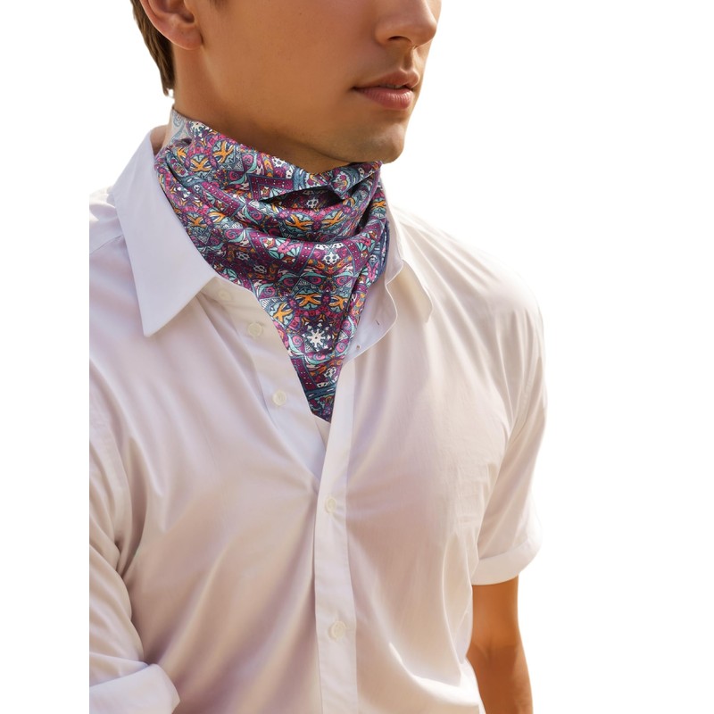Prettystern Unisex Hand Rolled Silk Scarf for Men and Women
