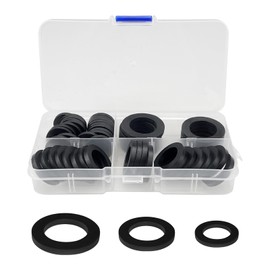 50pcs Washer Ring Shower Rubber O-Ring Washer Seals Gasket Electrical Gasket Self Locking Tab, for Faucet Water Pipe Shower Hose Heads Replacement, Black(1",1/2",3/4")