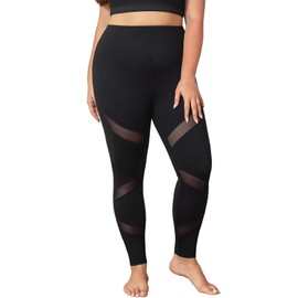 MEJING Plus Size Leggings for Women Workout Leggings with Pockets Black Yoga Pants Mesh Leggings Tummy Control High Waisted Athletic Gym Black 3XL