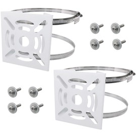 Ruiwaer 2 Sets Universal Vertical Pole Mount Adapter with 2 Loops(20cm Diameter) for CCTV Security Camera PTZ Dome, White