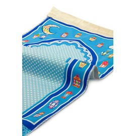ihvan online, Islamic Prayer Mat for Children, Islamic Gift for Children, Children Prayer Mat, Janamaz Sajadah Design, Soft Salah Rug, Traveler Prayer Mat, Patterned Blue -2