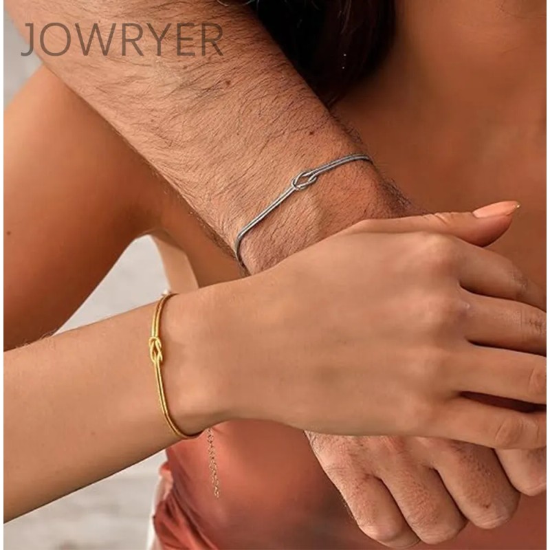 Pulseras Ajustables de Pareja Nudo de Amor Acero Inoxidable Oro