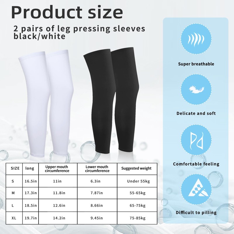 4 Pieces Compression Leg Sleeve Full Length Leg Sleeves Sports