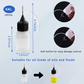 Augeny 3PCS Needle Tip Glue Bottle, 5ML Blunt Needle Tip Precision Applicator Oil Bottles with Funnel, Empty Applicator Glue Oiler Squeeze Bottle for for Glue Liquid Oil DIY Craft