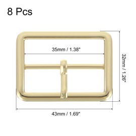 QUARKZMAN 8 Stück Metall-Rollenschnallen, 35 mm (1,4") Einzelspangen-Gürtelschnalle Rechteckige Triglides-Schieber Verstellbarer Riemenverschluss für Taschen(Goldfarben)