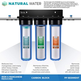 iSpring F3WGB32BM 4.5” x 20” 3-Stage Whole House Water Filter Set Replacement Pack with Sediment, CTO Carbon Block, and Iron & Manganese Reducing Cartridges Fits WGB32BM, White (Pack of 1)