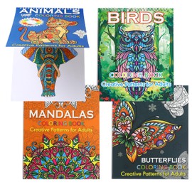 Silunkia Adult Coloring Books Set - 4 Coloring Books 8.5 x 11 Adult Animal Butterfly Bird Mandala Designs. Coloring Books for Adults to Relax and Relieve Anxiety - Top Spiral Binding is Easier to Use