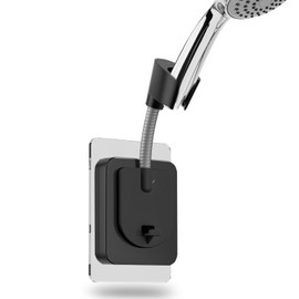 360° Adjustable Flexible Suction Cup Shower Head Holder, Wall Mount for Handheld Shower Heads, Stable and Durable (Black)