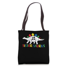 Sister Saurus Autism Awareness Dinosaur Toddler Girls Kids Tote Bag