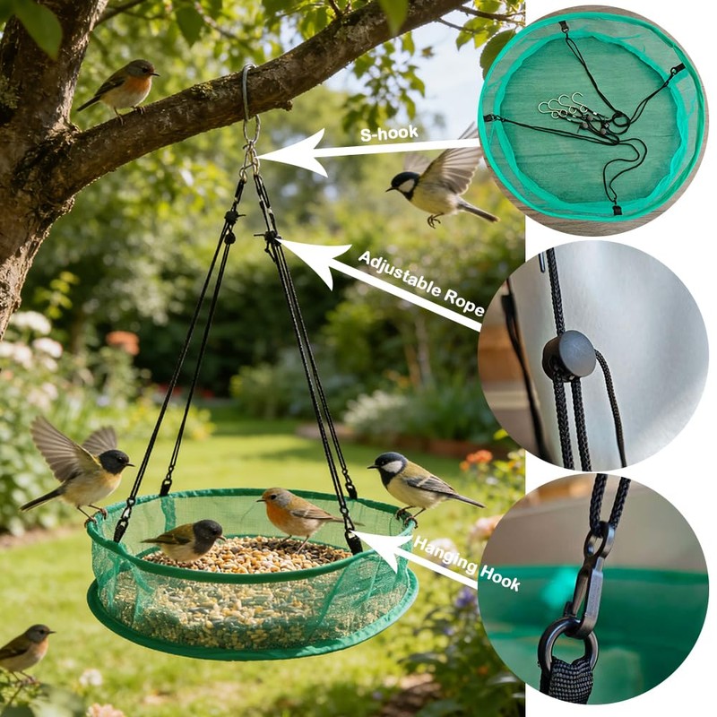 Seed Catcher for Bird Feeders, 20'' Bird Feeders for Outdoors