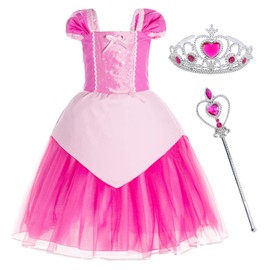 Princess Costume Dress for Little Girls Birthday Party Dress Up 5-6 Years (5T 6T)