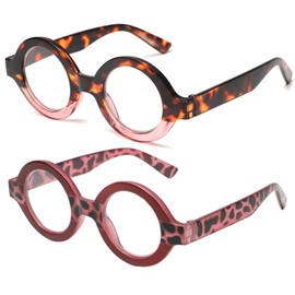 AOOLIA 2 PACK Reading Glasses for Women Men, Nerd Glasses Blue Light Glasses, Cheetah Print Glasses Tortoise Shell Glasses (Leopard/Rose+Rose, 1, x)