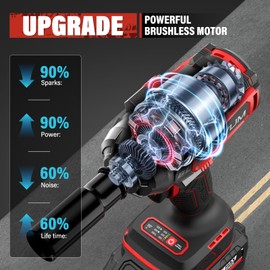 SEYVUM Cordless Impact Wrench, 1/2” Max Torque 900 Ft-lbs / 1200 N.m Powerful Impact Gun, 20V 3500RPM Electric Impact Driver, 2 x 4.0Ah Battery & Fast Charger, 6 Impact Sockets, Carrying Case Included