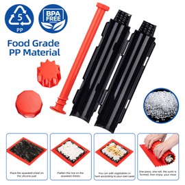 FrZslpka Sushi Making Kit for Easy Diy Sushi Make at Home, 7-in-1 Sushi Maker Kit Includes Sushi Roller Mat, Sushi Bazooka, Sushi Knife and Sushi Rice Ball Mold - Perfect for Beginners - BlackRed