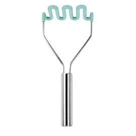 Tovolo Silicone Potato Masher (Light Aqua) - Meat Masher/Food Prep Tool with Ergonomic Design | High Heat Resistant | Non-Stick Kitchen Utensil