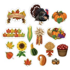 Beistle Assorted Thanksgiving Decorating Cutouts - 16 Pcs, multicolored