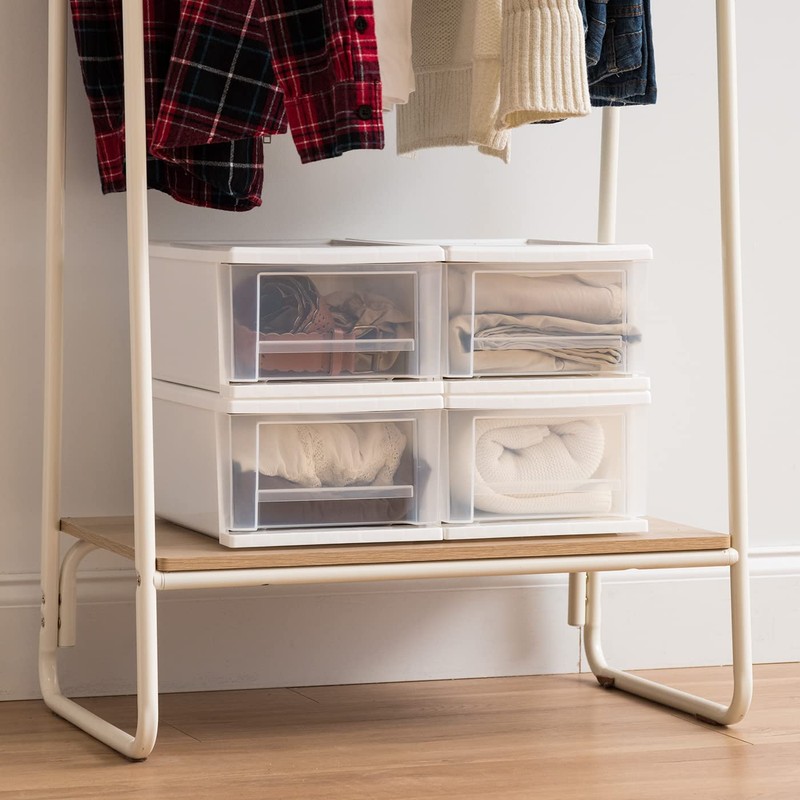 IRIS USA 7 Qt. Plastic Stackable Storage Drawers, Small, 4