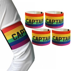 4 Pcs Elastic Soccer Captain Armband, Adjustable Outdoor Soccer Football Player Bands for Youth & Adult, Sports Captain C Arm Band for Team Training