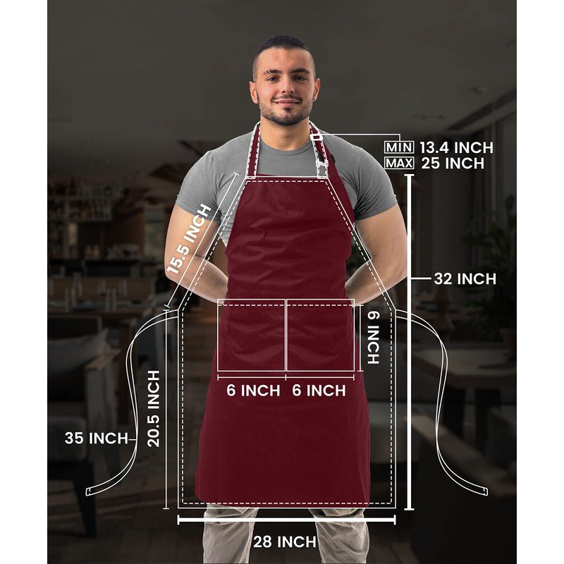 Utopia Kitchen 2 Pack Bib Apron, Adjustable with 2 Pockets,