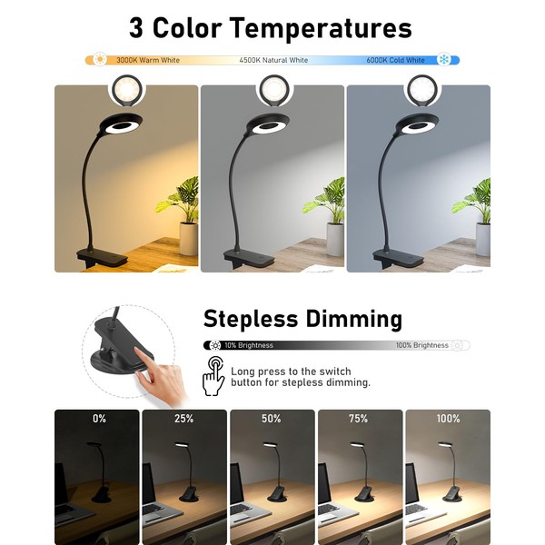 libtit libtit Klemmlampe Bett - Touch Dimmbar Leselampe Buch Klemme