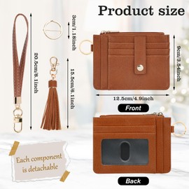 KNGITRYI Small Wristlet Wallets for Women RFID Credit Card Holder Wallet Keychain Wristlet Wallet Credit Card Wallets for Women (Light Brown)