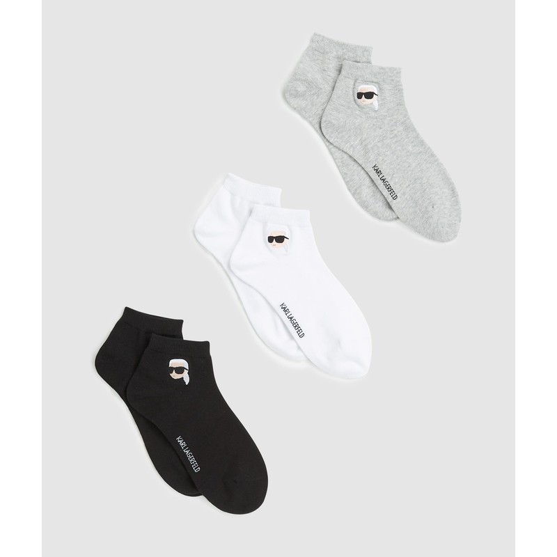 Karl Lagerfeld Donna K/Ikon Sneaker Sock (3 Pack) Black/White/Grey 35-38