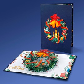 CUTPOPUP Christmas Wreath - Christmas Cards, Pop Up Card Christmas, Christmas Card for Wife, Husband, Daughter, Her Girl, Sister, Him (Xmas Wreath) US8-CN224DE