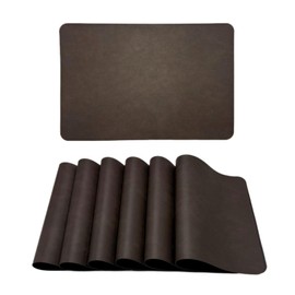 Premium Faux Leather Placemats Set of 6 – Waterproof, Heat-Resistant, Reversible & Non-Slip Table Mats for Kitchen, Dining, Indoor/Outdoor Use (Black Brown)